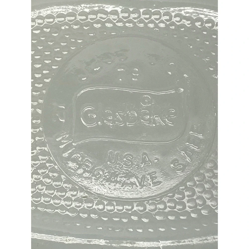 Glasbake Vintage J-235 Casserole Dish 1Qt Navy Blue Flower Pattern Microwaveable